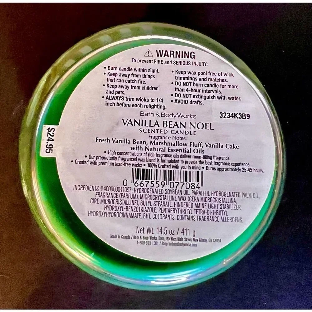 Bath & Body Works VANILLA BEAN NOEL 3-Wick Scented Candle, 14.5 oz Holiday New